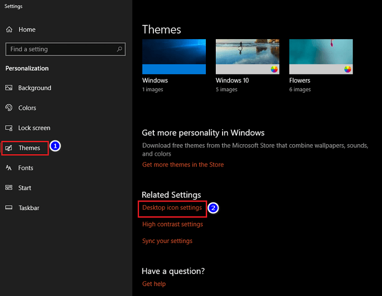 Ẩn icon trên Desktop Windows 10 qua Settings