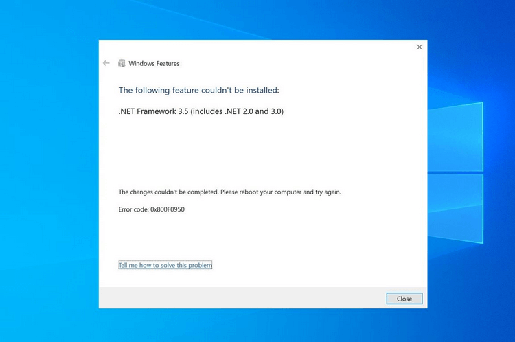 Lỗi không cài được NET Framework 3.5 trên Windows